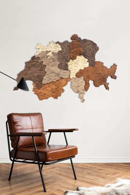 3D WOODEN MAP «MULTICOLOR»