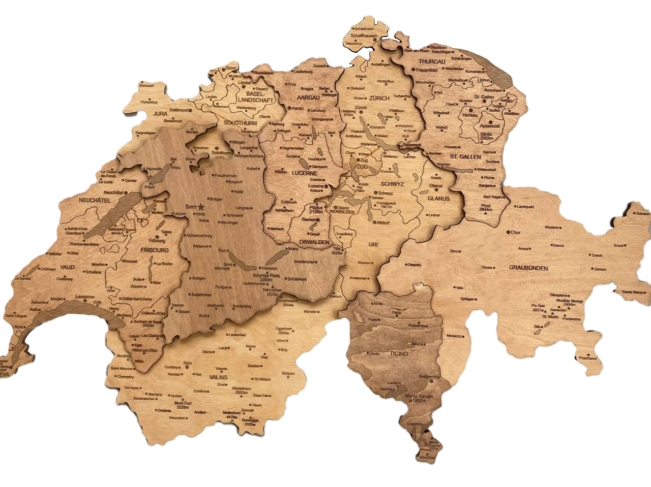 3D WOODEN MAP «WHITE»