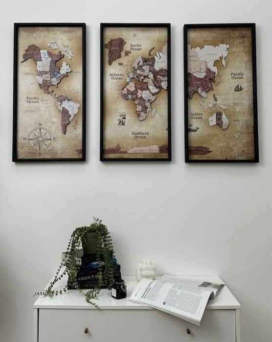 3D WOODEN WORLD MAP «CAPPUCCINO»