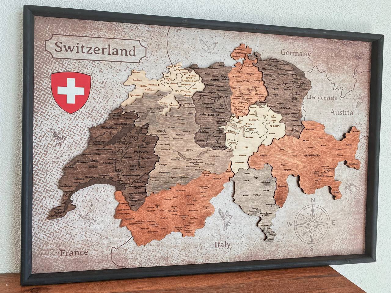 3D WOODEN MAP «VINTAGE»