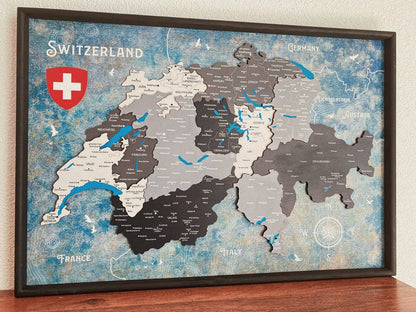 3D WOODEN MAP «BLUE SKY»