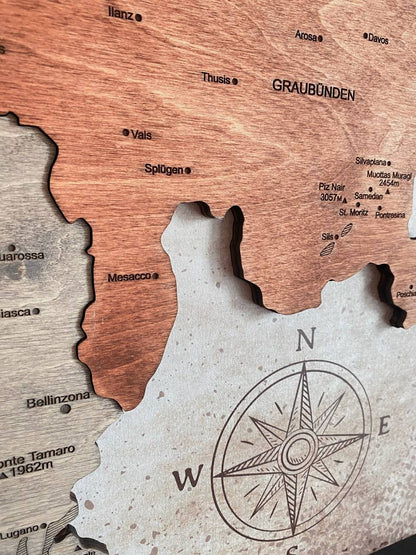 3D WOODEN MAP «VINTAGE»