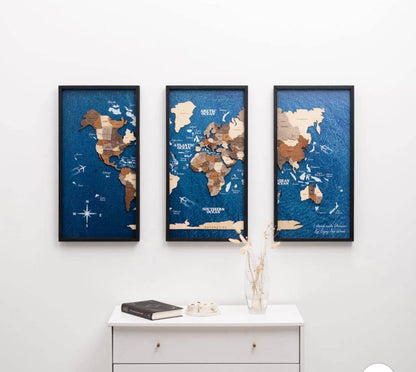 3D WOODEN WORLD MAP «OCEAN»